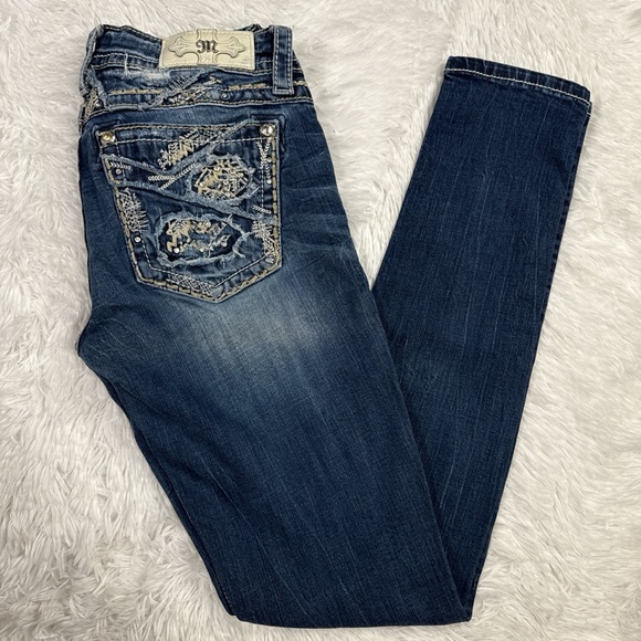 Miss Me Denim - Miss Me Indigo Skinny Jeans with Detailed Pockets